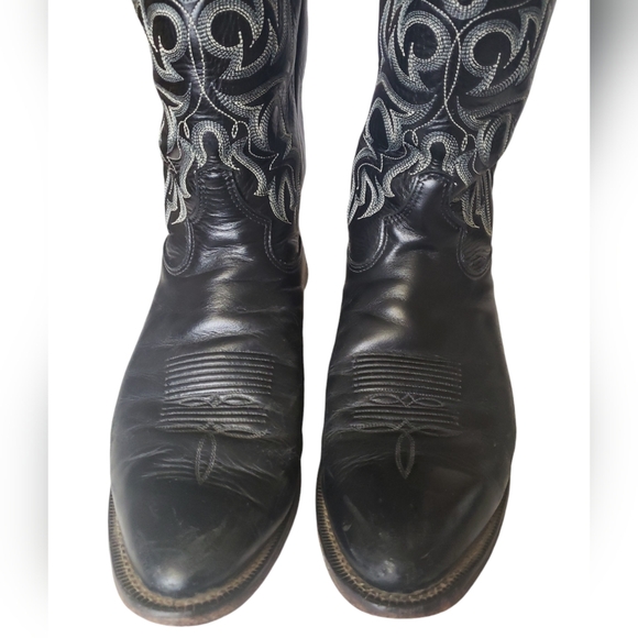 TONY LAMA Cowboy / Western Boots  Genuine Leather Black Men’s Size 10 D 7926 - Picture 3 of 15